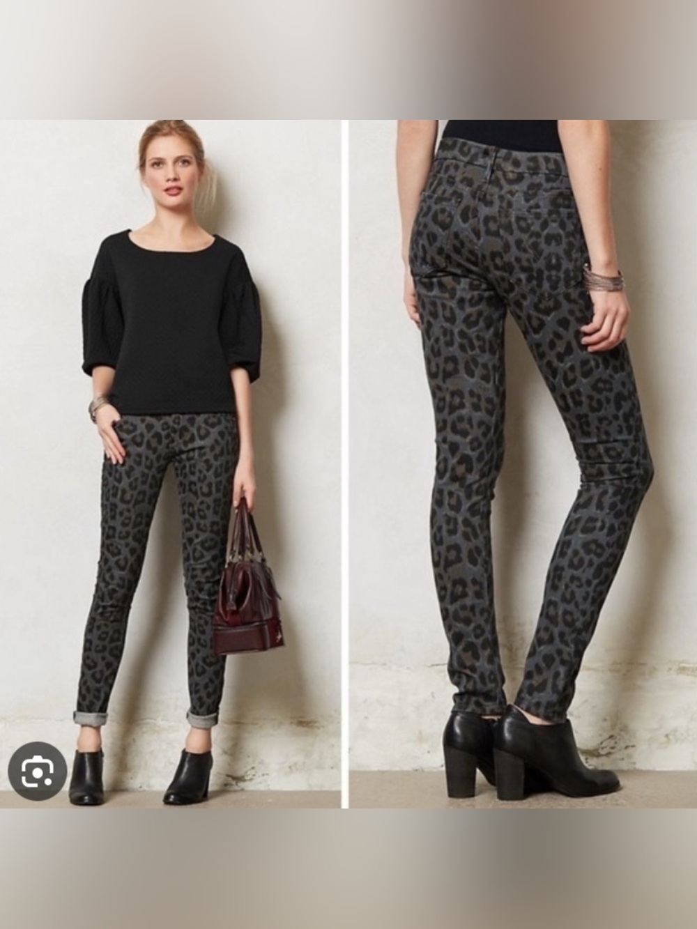 MOTHER The Looker Leopard Print Paw high rise skinny denim Jeans Size 28